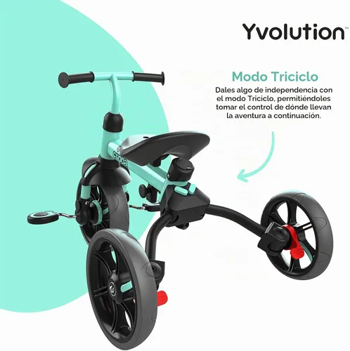 Vista 5 de Yvolution Y Velo Flippa - Triciclo convertible a bicicleta de balance 4 en 1 para pequeños de 2 a 5 años Verde