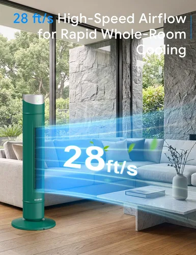Vista 33 de ZAFRO Ventilador de torre inteligente para dormitorio, ventilador de torre oscilante de 120°, 28 pies/s de alta velocidad, 12 velocidades, 4 modos