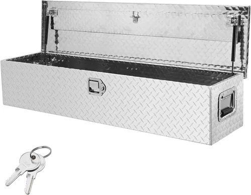 Vista 15 de VEVOR Caja de Herramientas de Aluminio Resistente para Cama de Camión, Caja de Herramientas con Placa Estriada con Mango Lateral y Llaves