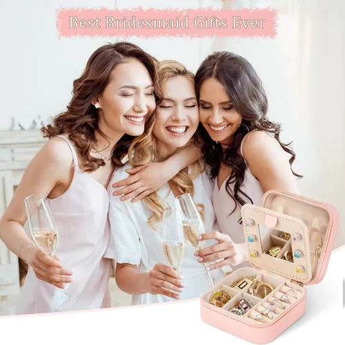 Vista 5 de QLOVEA Regalos para niñas adolescentes, regalos de cumpleaños para hija, nieta, joyero de viaje, organizador de joyas, joyero con iniciales