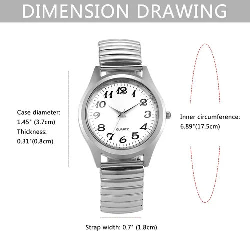 Vista 4 de Avaner Reloj de pulsera con correa elástica reloj de pulsera ultrafino reloj de pulsera analógico de gran número para hombres y mujeres