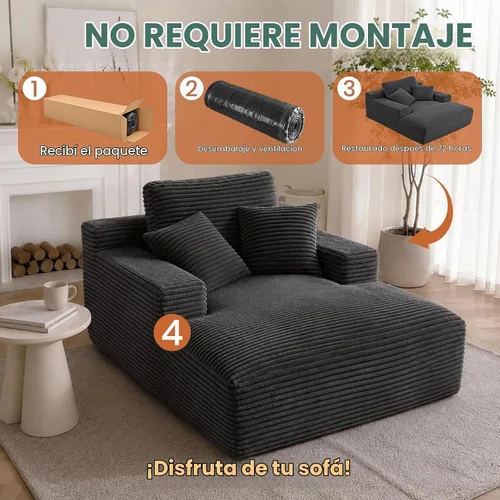Vista 7 de Sillón deshuesado de gran tamaño de 68 pulgadas, sofá de lectura Gris oscuro