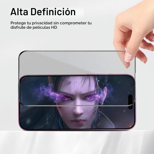 Vista 5 de Juvraixo protector de pantalla de privacidad para iPhone 16 Plus de 6.7 pulgadas, vidrio templado, 28°, antiespía, protección privada contra la luz