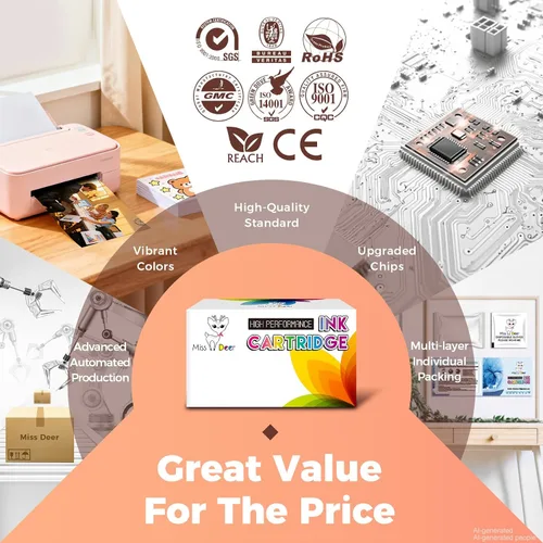 Vista 7 de Miss Deer 923 XL Ink Cartridges 4-Pack Upgraded Chip Compatible for HP 8130 923XL 923e HP923 Combo Pack High Yield use for OfficeJet Pro 8130e