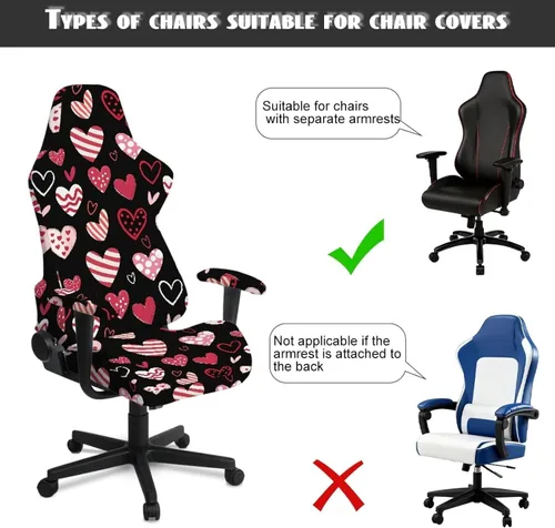 Vista 7 de Heart Gaming Chair Cover for Desk Chair Stretchy Armrest Covers Washable Ergonomic Office Seat Cover Dustproof Gaming Chairs Easy to Fit Home Office