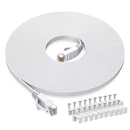 Vista 16 de BUSOHE Cable Ethernet Cat6 de 6 pies, 2 unidades, blanco, Cat-6 plano RJ45 para computadora, Internet LAN, red Ethernet, cable de conexión Ethernet