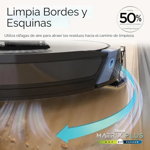 Vista 5 de Shark Matrix Plus Robot Aspiradora y Trapeadora 2 en 1 con Trapeado Sónico, Matrix Clean, Mapeo del Hogar, Base de Vaciado Automático HEPA sin