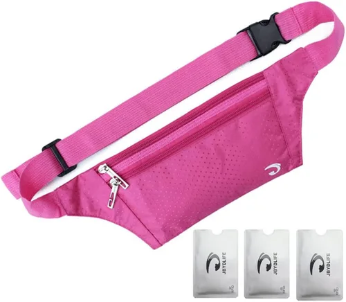 Vista 81 de Bolsa de cintura ultrafino con ranuras c/visualización para tarjeta de crédito, para deportes, aire libre, correr, caminar, viajes.