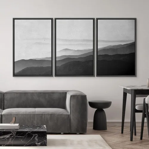 Vista 412 de SIGNWIN Lienzo enmarcado para pared, juego de arte neutro de bosque brumoso, ilustraciones en tono tierra, arte moderno, decorativo, bohemio