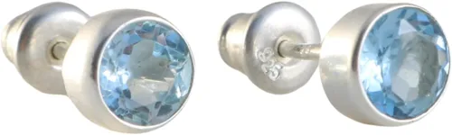 Vista 16 de Aretes de plata de ley 925 maciza hechos a mano con piedras preciosas redondas para mujeres y hombres, disponibles en piedras azules, negras