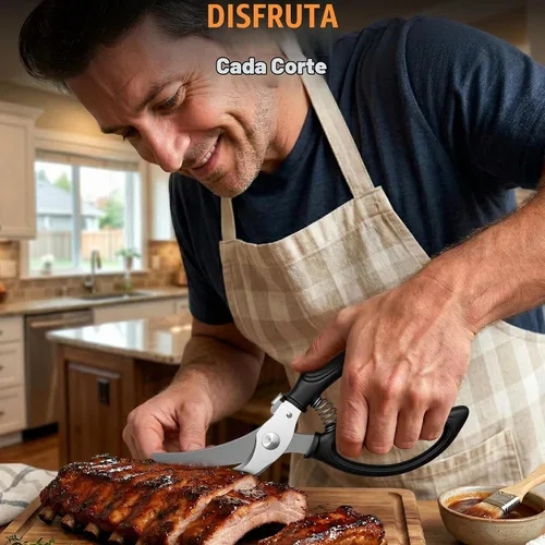 Vista 9 de Tijeras para aves de corral resistentes, tijeras de pollo de acero inoxidable con diseño de resorte, borde dentado antideslizante y bloqueo