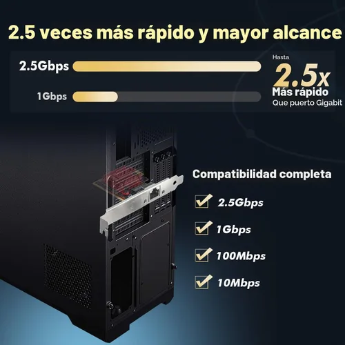 Vista 3 de Adaptador de red PCIe 2.5G, RTL8125B 2500/1000/100Mbps Binardat Ethernet Card RJ45 LAN Controller Support PXE para Windows/Linux/Mac