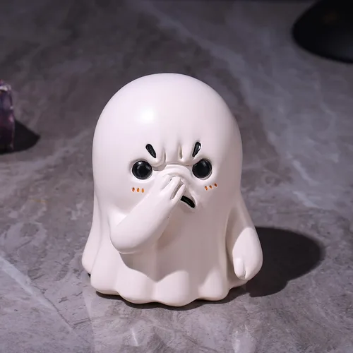 Vista 9 de orenm Figuras de fantasmas de nariz que sostiene la nariz, bonita decoración de Halloween, figuras de fantasmas de resina para interiores, divertida