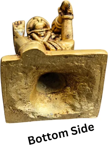 Vista 6 de Ídolo de Lord Hanuman de latón para templo del hogar de 3.25 pulgadas, postura sentada con Gada, murti religioso hecho a mano para habitación Pooja