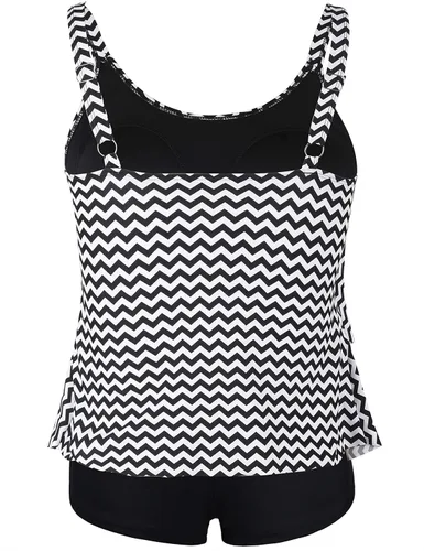 Vista 2 de Septangle - Traje de baño tankini de 2 piezas para mujer, diseño con volados y culotte