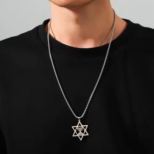 Vista 33 de EUEAVAN Collar con dije de estrella de David contra el mal de ojo de seis puntas con dije de estrella de David, hexagrama demoníaco religioso