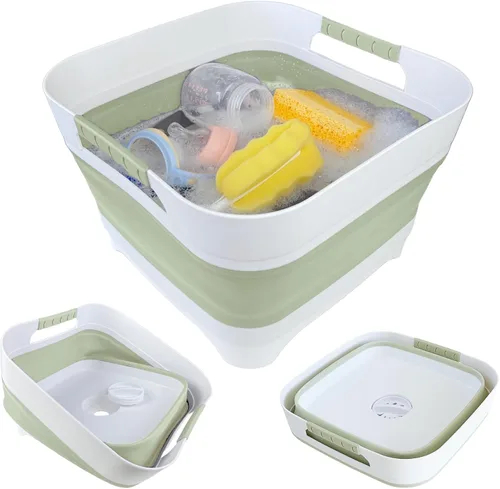Vista 11 de Lavabo de biberón plegable de 2,6 galones con tapón de drenaje Marrón