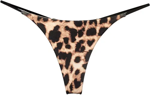 Vista 25 de Tanga de encaje sin costuras para mujer, ropa interior de cintura alta con tiras en G Serie 010-leopardo