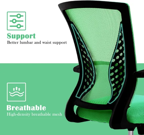 Vista 5 de Silla de oficina, silla de escritorio ergonómica, silla de computadora de malla con respaldo medio, silla de computadora con soporte lumbar, silla