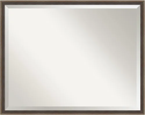 Vista 14 de Amanti Art Espejo de pared marrón de 26 x 22 pulgadas, espejo rectangular de baño de Alejandría marrón rústico para decoración de pared, sala