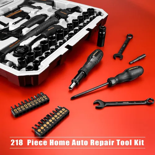 Vista 7 de DEKOPRO Kit de herramientas manuales para el hogar general de 218 piezas, juego de herramientas profesionales de reparación de automóviles