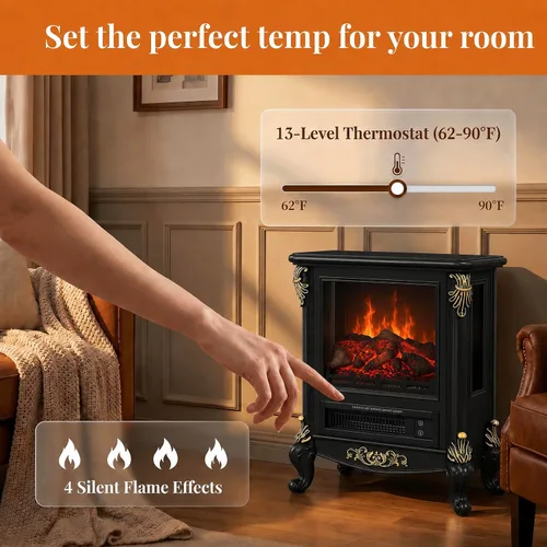 Vista 4 de Calentador eléctrico de chimenea, pequeña estufa interior independiente