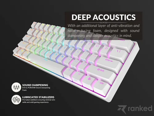 Vista 5 de Ranked N60 Nova 60% factor de forma Teclado mecánico intercambiable en caliente para juegos 61 teclas multicolor RGB LED retroiluminado
