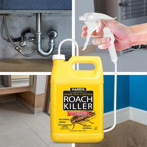 Vista 4 de Harris Roach Killer, spray líquido con fórmula residual extendida de 12 meses sin olor y sin manchas (galón)
