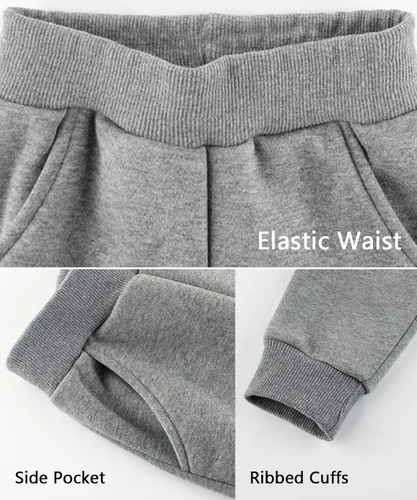 Vista 5 de GFQLONG Paquete de 3 pantalones deportivos activos de algodón para niños pequeños (varones), pantalones de chándal con dibujos animados para niños