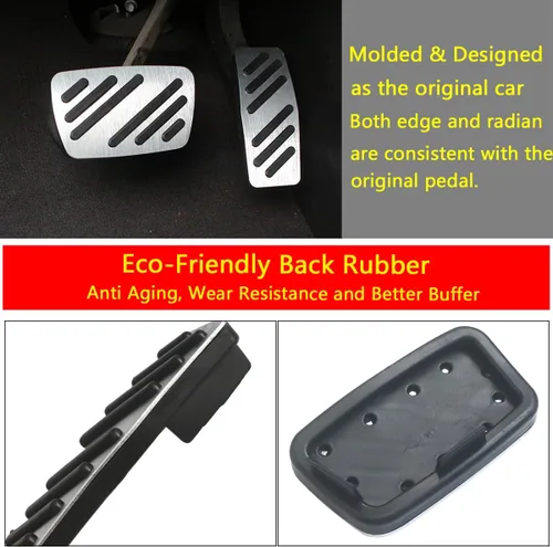 Vista 5 de Cubierta antideslizante para pedal de acelerador de gas de freno compatible con Chevrolet Impala Equinox Cruze compatible con Cadillac XTS