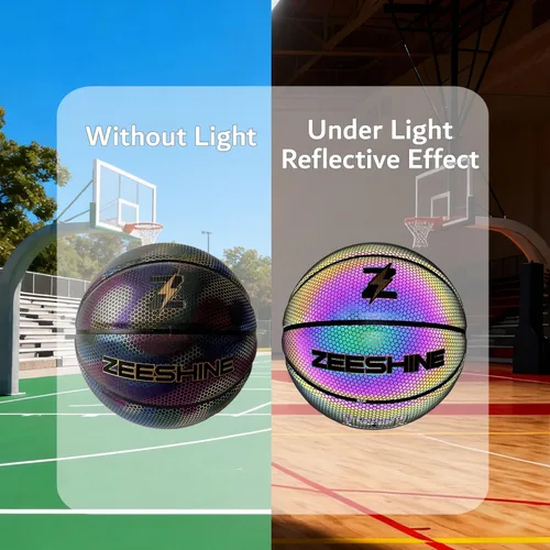 Vista 2 de ZEESHINE Baloncesto holográfico HyperGlow – Ultra reflectante que brilla en la oscuridad, regalo deportivo genial para hombres y mujeres, juego