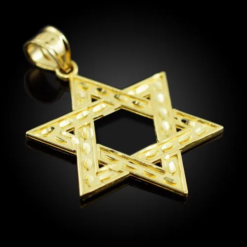 Vista 2 de Colgante Judaica de oro de 10 quilates con estrella judía de David (pequeño)