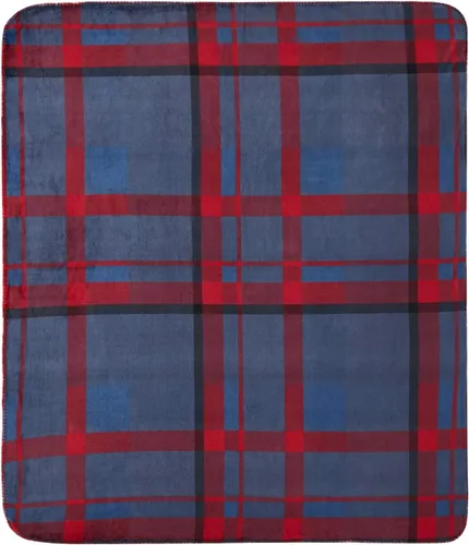Vista 6 de Serafina Home Manta de franela de invierno Sherpa para vacaciones: diseño a cuadros de tartán rojo y azul, forro polar mullido, felpa cálida, acento