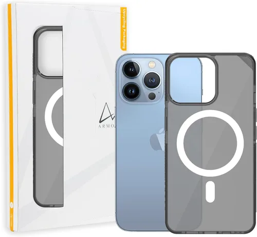 Vista 14 de ARMOR Signature - Funda compatible con MagSafe, para iPhone serie 13 (iPhone 13, gris cristal con cinta gris)
