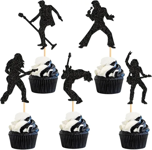 Vista 9 de 25Pcs Jazz Dance Birthday Cake Topper Jazz Dancer Cupcake Topper Glitter Black Dance King Cupcake Picks,Jazzist Birthday Cupcake Decorations Pop