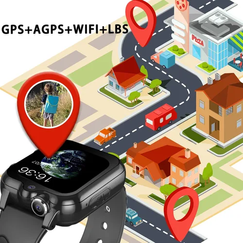 Vista 4 de Reloj inteligente para niños, llamadas telefónicas 4G, mensajes de texto, reloj inteligente con WiFi, video chat de voz, Bluetooth, alarma