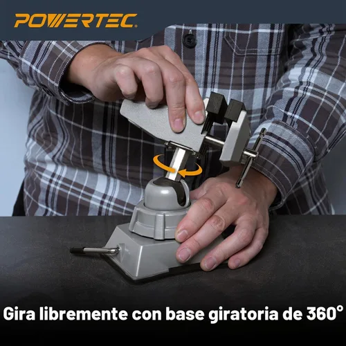 Vista 4 de POWERTEC Tornillo de banco con base de vacío, abrazadera de succión de mesa portátil con mordaza de 2-3/4 pulgadas y cabezal giratorio de 360°
