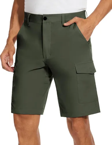 Vista 2 de PULI Pantalones cortos de golf para hombre, elásticos, casuales, ligeros, de secado rápido, con bolsillos