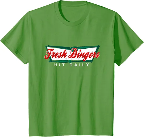 Vista 90 de Camiseta divertida de béisbol y softbol Don't Bunt Hit Fresh Dingers, Negro