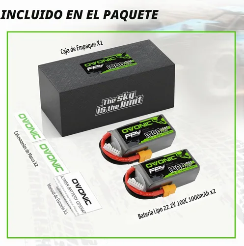 Vista 6 de OVONIC Batería LiPo de 1000mAh 6S 100C con enchufe XT60 para FPV Racing RC Quadcopter Helicóptero Avión Multimotor Hobby DIY-2Packs