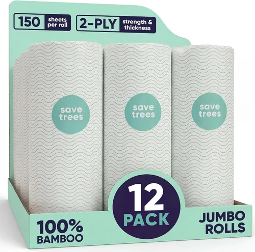 Vista 9 de Save Trees Paquete de 6 toallas de papel de bambú, 750 hojas, ultra absorbentes y duraderas, ecológicas, con certificación FSC, totalmente libres