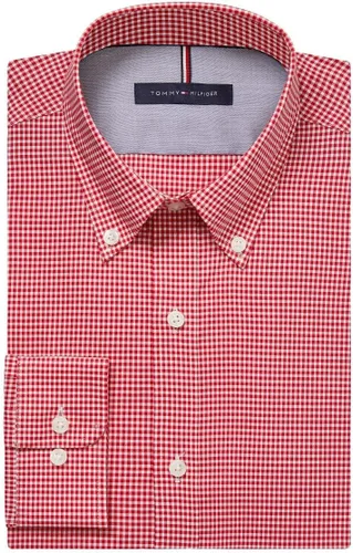 Vista 3 de Tommy Hilfiger Camisa de vestir para hombre, ajuste delgado, sin planchado, guinga