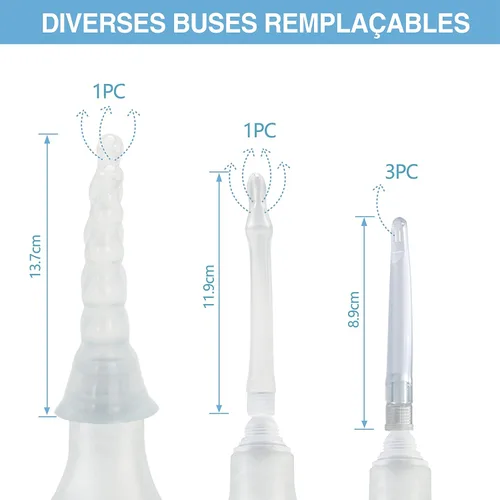 Vista 5 de TopQuaFocus Kits de bombillas de enema para mujeres y hombres, ducha íntima femenina, bombilla anal con 5 boquillas reemplazables y tubo de silicona