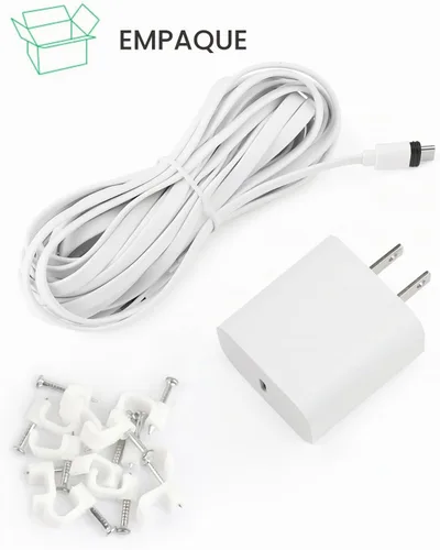 Vista 7 de ALERTCAM - Adaptador de corriente para Ring Spotlight Cam Plus/Pro (batería) y Ring Outdoor Cam Plus (batería), con cable plano de 25 pies/24.6 ft