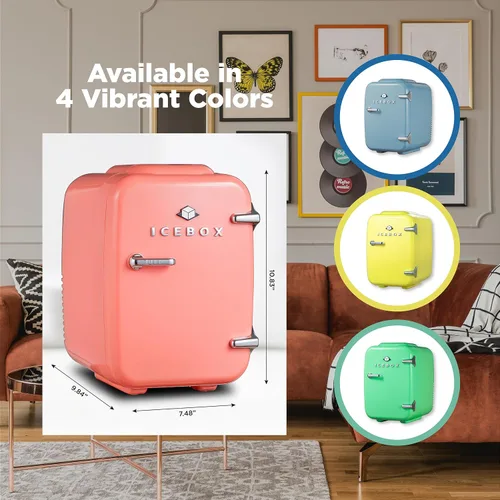 Vista 7 de ICEBOX IBMF4BLS - Mini refrigerador para dormitorio, refrigerador para el cuidado de la piel, enfriador portátil y calentador para maquillaje