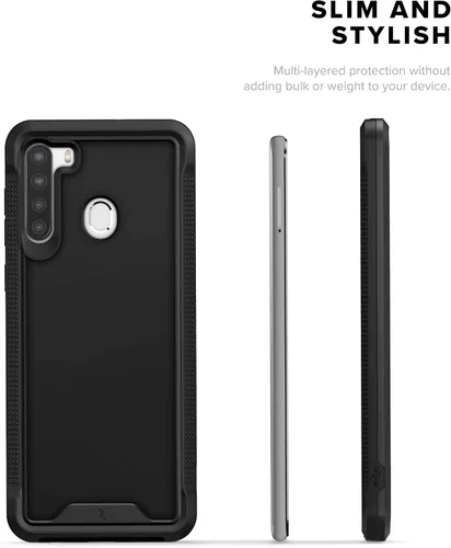Vista 7 de ZIZO ION Series - Funda para Samsung Galaxy A21, probada contra caídas de grado militar con protector de pantalla de vidrio templado, color negro