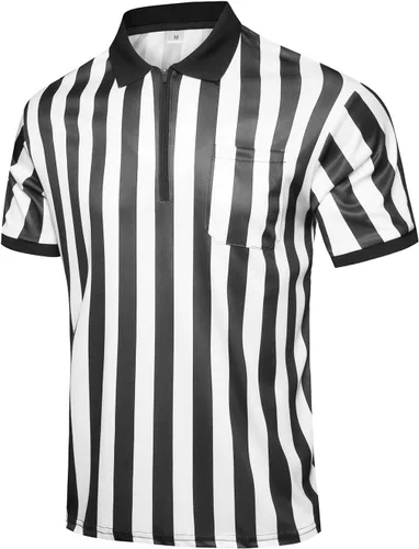 Vista 8 de redgino Camisa de árbitro para hombre de mujer Negra y blanca a rayas Fútbol Fútbol americano Baloncesto Jersey de árbitro de Halloween