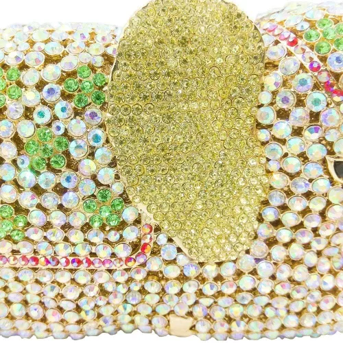 Vista 4 de Boutique De FGG Elefante de noche embragues bolsos de mano de metal cristal embrague Minaudiere boda carteras y bolsos nupciales