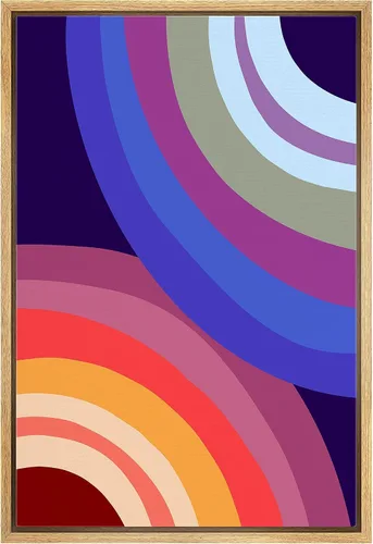 Vista 7 de bestdeal depot Lienzo enmarcado para pared, arte geométrico de sol y montaña, reflejo del mar, naturaleza, ilustraciones de área silvestre, arte