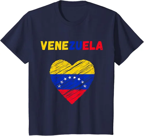 Vista 92 de Camiseta con la bandera venezolana con corazón de Venezuela, Negro